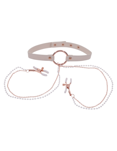 PEACHES ‘N CREAME COLLAR WITH NIPPLE CLAMPS