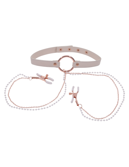 PEACHES ‘N CREAME COLLAR WITH NIPPLE CLAMPS