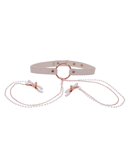 COLLAR PEACHES 'N CREAME CON PINZAS PARA PEZONES