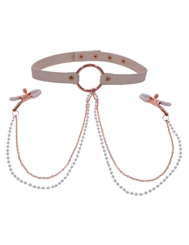 PEACHES ‘N CREAME COLLAR WITH NIPPLE CLAMPS