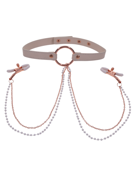 COLLAR PEACHES 'N CREAME CON PINZAS PARA PEZONES