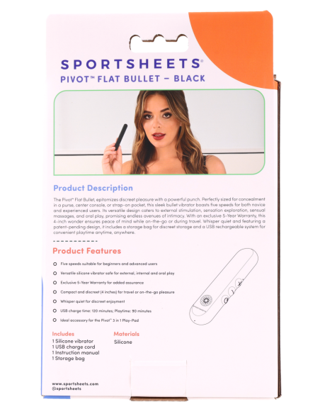 SPORTSHEETS PIVOT FLAT BULLET, BLACK
