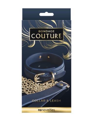 COLLAR Y CORREA BONDAGE COUTURE AZUL