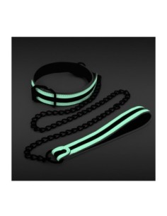 COLLAR Y CORREA BONDAGE GLO VERDE 2