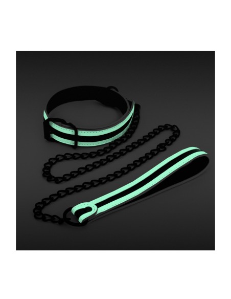 COLLAR Y CORREA BONDAGE GLO VERDE