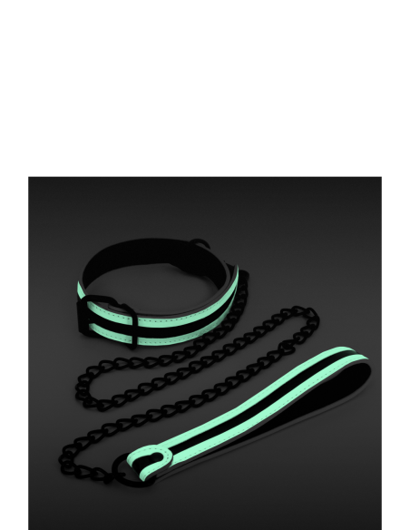 COLLAR Y CORREA BONDAGE GLO VERDE
