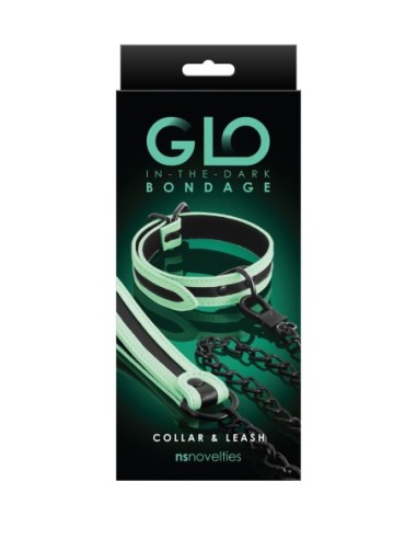 COLLAR Y CORREA BONDAGE GLO VERDE