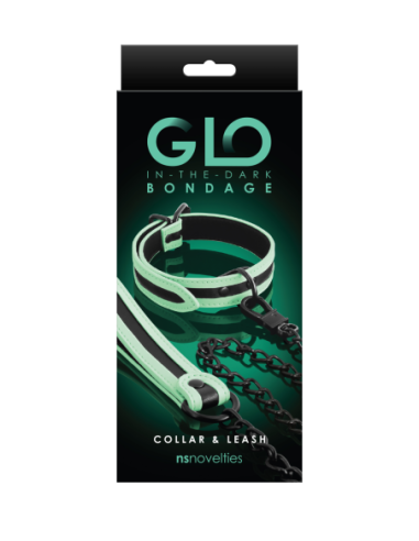 COLLAR Y CORREA BONDAGE GLO VERDE