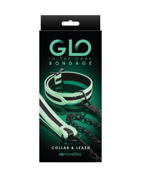 COLLAR Y CORREA BONDAGE GLO VERDE