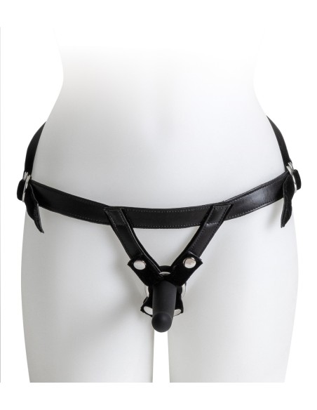VIRGITE  UNIVERSAL HARNESS WITH BLACK DILDO SET SIZES S M L BLACK