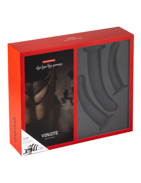 VIRGITE ARNÉS UNIVERSAL CON JUEGO DE CONSOLADOR NEGRO TALLAS S M L NEGRO