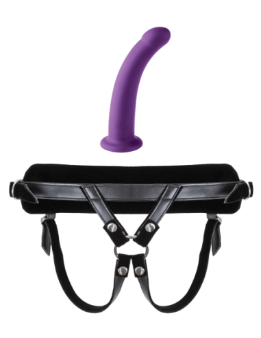 VIRGITE  UNIVERSAL HARNESS WITH PURPLE DILDO SIZE S PURPLE