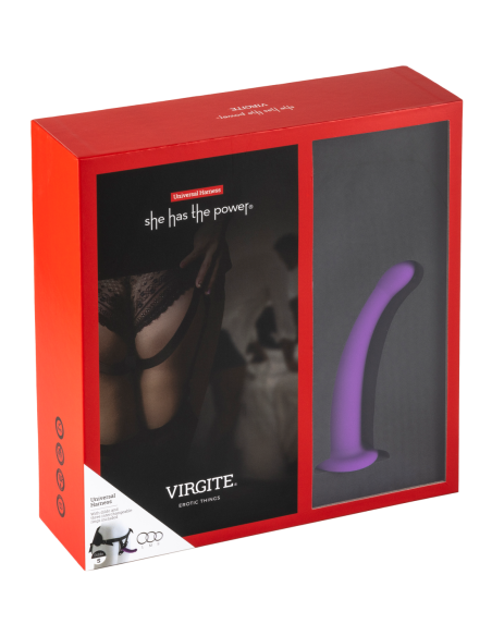 VIRGITE  UNIVERSAL HARNESS WITH PURPLE DILDO SIZE S PURPLE