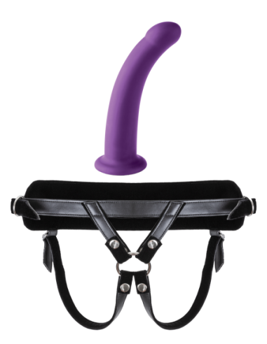 VIRGITE  UNIVERSAL HARNESS WITH PURPLE DILDO SIZE M PURPLE