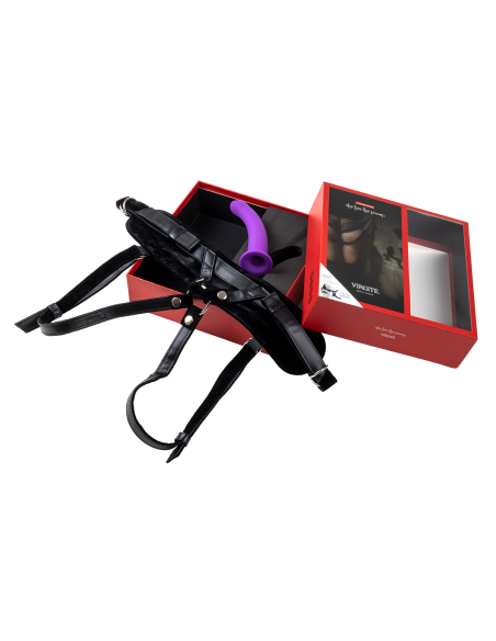 VIRGITE  UNIVERSAL HARNESS WITH PURPLE DILDO SIZE M PURPLE