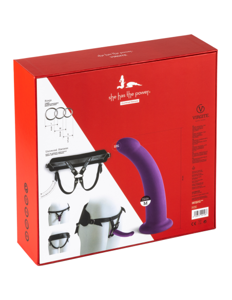 VIRGITE  UNIVERSAL HARNESS WITH PURPLE DILDO SIZE M PURPLE