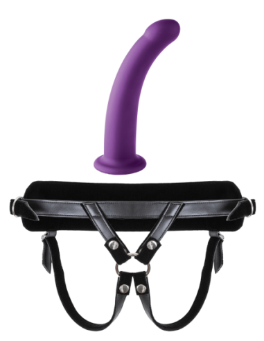 VIRGITE  UNIVERSAL HARNESS WITH PURPLE DILDO SIZE L PURPLE