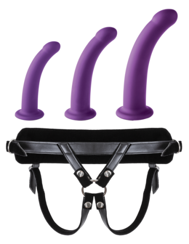 VIRGITE  UNIVERSAL HARNESS WITH PURPLE DILDO SET SIZES S M L PURPLE