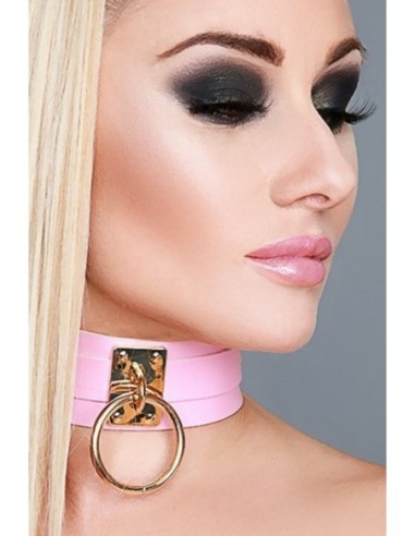 KINKY DIVA O-RING COLLAR PINK/GOLD