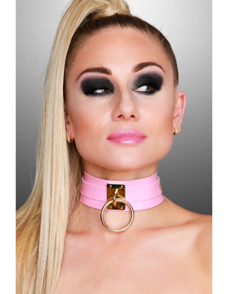 KINKY DIVA O-RING COLLAR PINK/GOLD