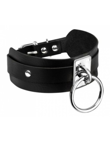 KINKY DIVA O-RING COLLAR BLACK/SILVER