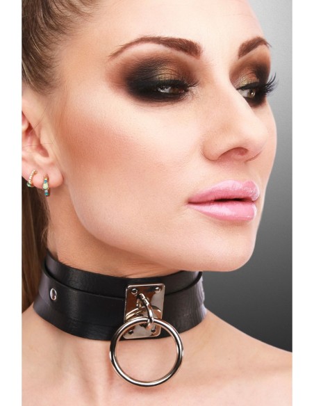 KINKY DIVA COLLAR DE JUNTA TÓRICA NEGRO/PLATEADO