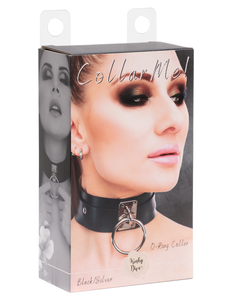 KINKY DIVA O-RING COLLAR BLACK/SILVER