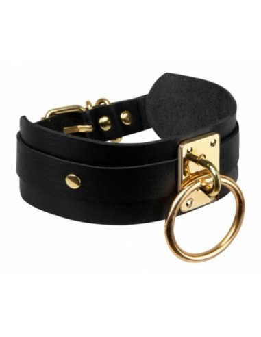 KINKY DIVA O-RING COLLAR BLACK/GOLD