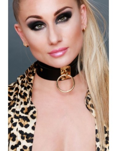 KINKY DIVA O-RING COLLAR BLACK/GOLD