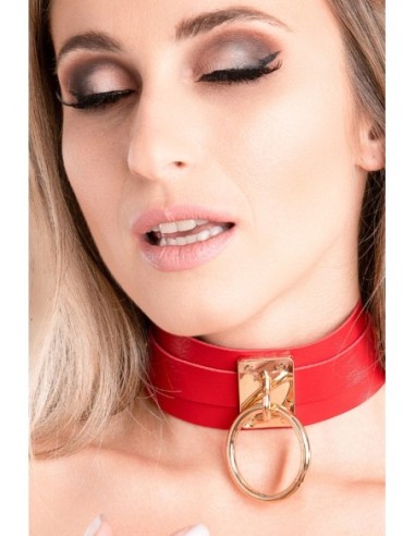 KINKY DIVA O-RING COLLAR RED/GOLD