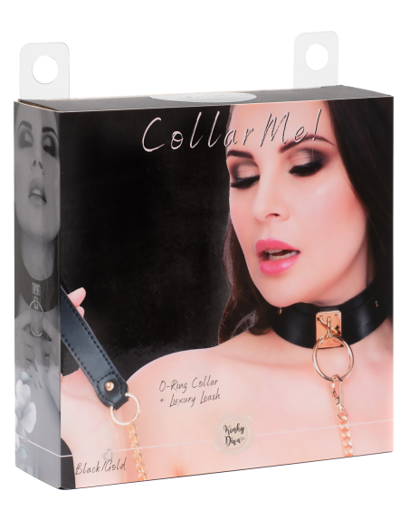 KINKY DIVA O-RING COLLAR + LEASH BLACK/GOLD