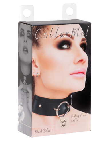 KINKY DIVA O-RING FRONT COLLAR BLACK/SILVER
