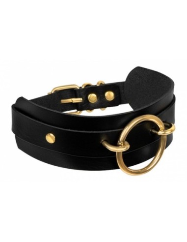 KINKY DIVA O-RING FRONT COLLAR BLACK/GOLD