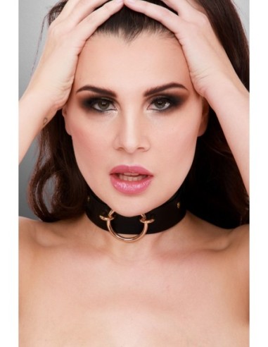 KINKY DIVA O-RING FRONT COLLAR BLACK/GOLD