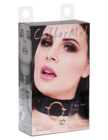 KINKY DIVA O-RING FRONT COLLAR BLACK/GOLD