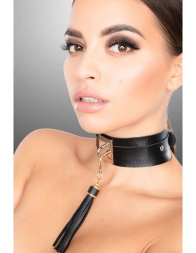 KINKY DIVA TEASING TASSEL COLLAR BLACK/GOLD