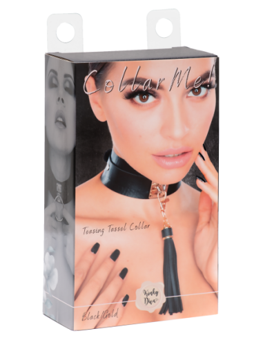 KINKY DIVA TEASING TASSEL COLLAR BLACK/GOLD