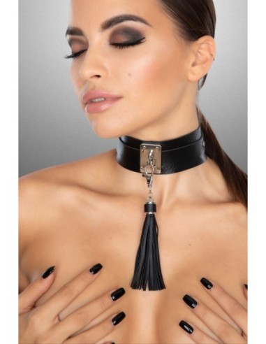 KINKY DIVA TEASING TASSEL COLLAR BLACK/SILVER