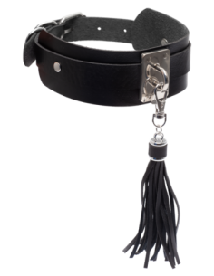KINKY DIVA TEASING TASSEL COLLAR BLACK/SILVER 2
