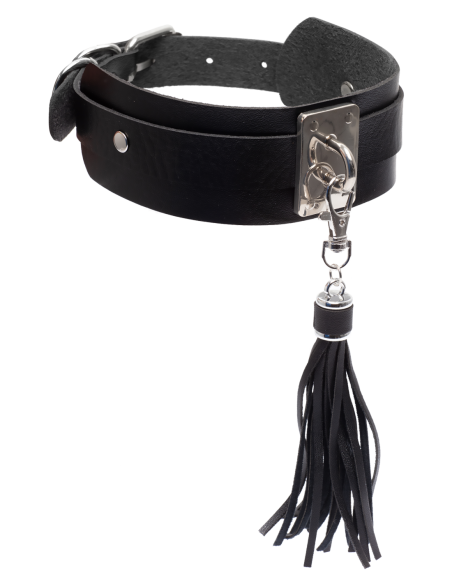 KINKY DIVA TEASING TASSEL COLLAR BLACK/SILVER