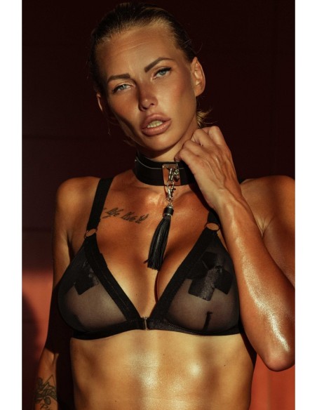 KINKY DIVA CUELLO DE BORLA NEGRO/PLATA