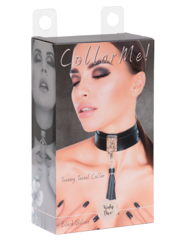 KINKY DIVA TEASING TASSEL COLLAR BLACK/SILVER