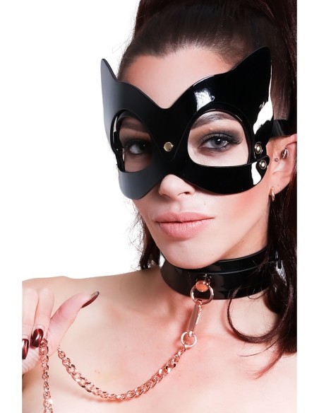 KINKY DIVA O-RING COLLAR + LEASH BLACK/GOLD