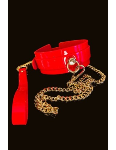 KINKY DIVA O-RING COLLAR + LEASH RED/GOLD