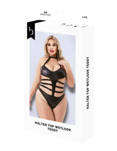 TOP HALTER WETLOOK TEDDY NEGRO, Q