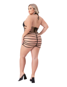 STRAPPY WETLOOK MINI DRESS BLACK, Q 2