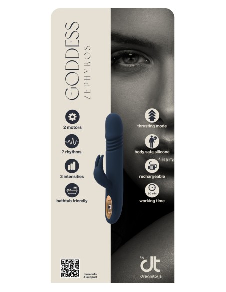 INCRUSTACIÓN DREAMTOYS GODDESS COLLECTION ZEPHYROS CONEJO VIBRADOR CON MOVIMIENTO DE EMPUJE