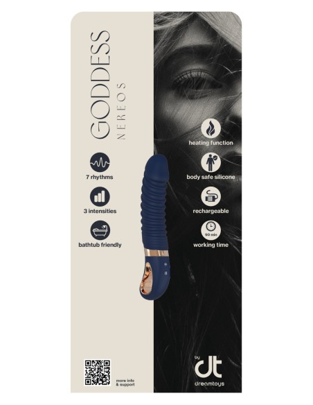 INCRUSTACIÓN DREAMTOYS GODDESS COLLECTION VIBRADOR ACANALADO DE SILICONA LÍQUIDA NEREOS CON FUNCIÓN DE CALENTAMIENTO