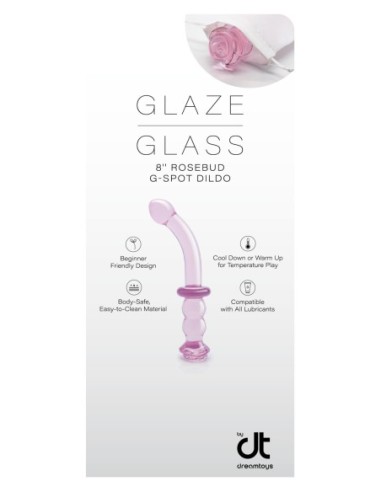 INLAY DREAMTOYS GLAZE GLASS ROSEBUD G-SPOT DILDO