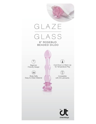 INLAY DREAMTOYS GLAZE GLASS ROSEBUD BEADED DILDO